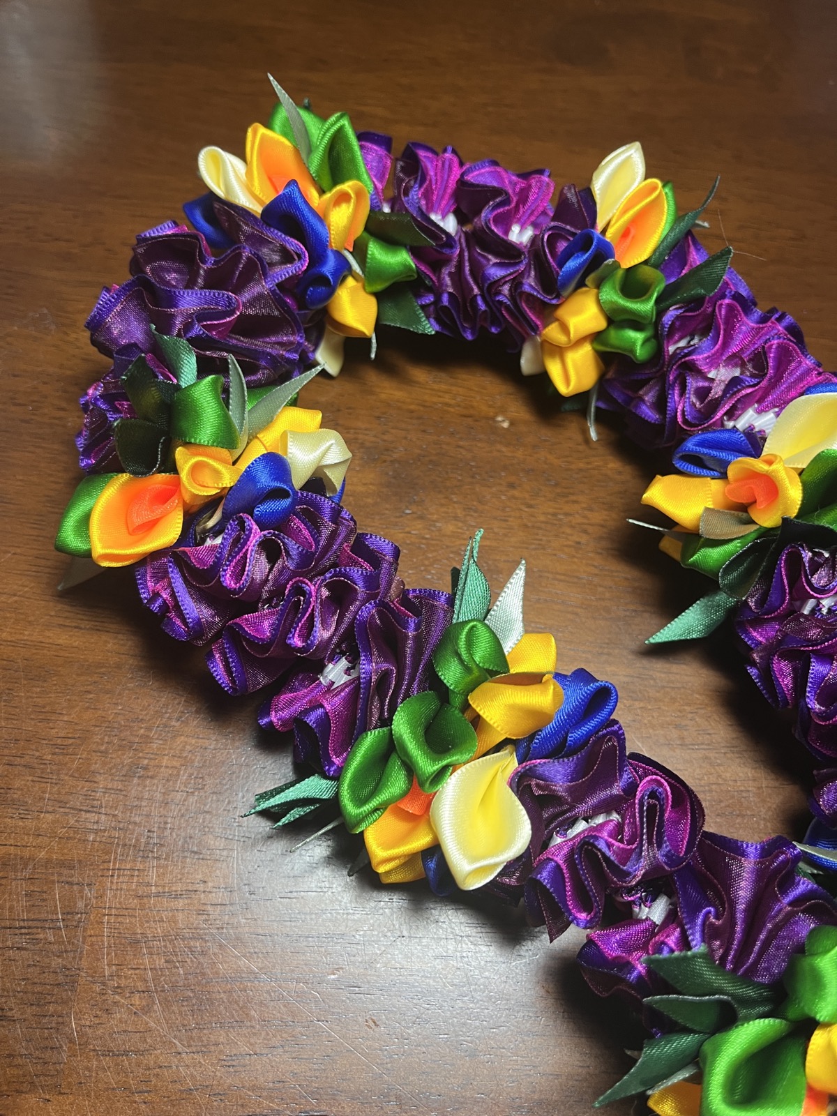 Custom ribbon lei by Krafted by Kyla